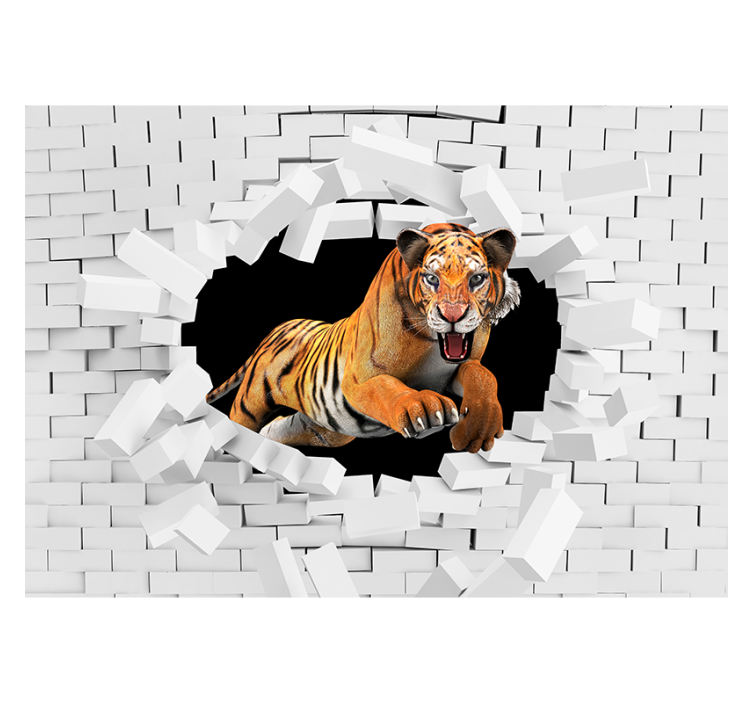 White window blind 3d tiger design - TenStickers