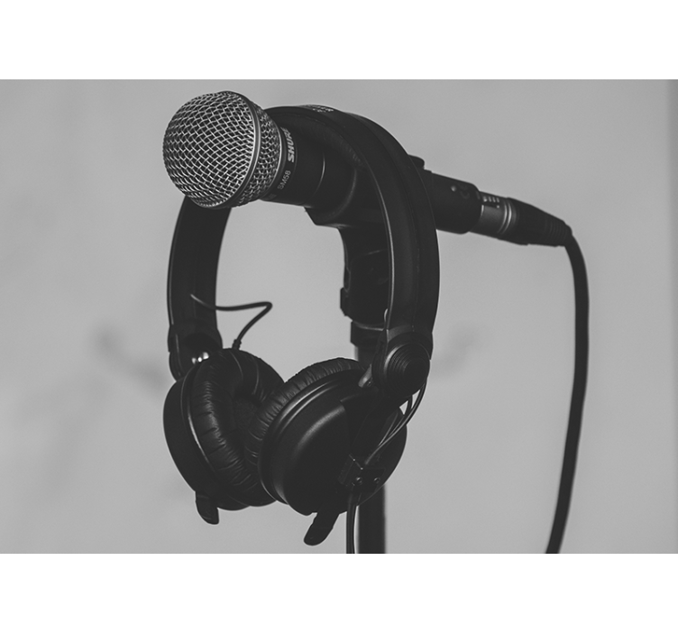 Blind grey microphone and headphones - TenStickers