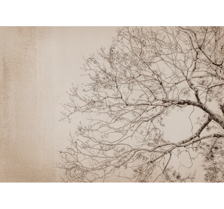 Blind beige japandi floral design curtains - TenStickers