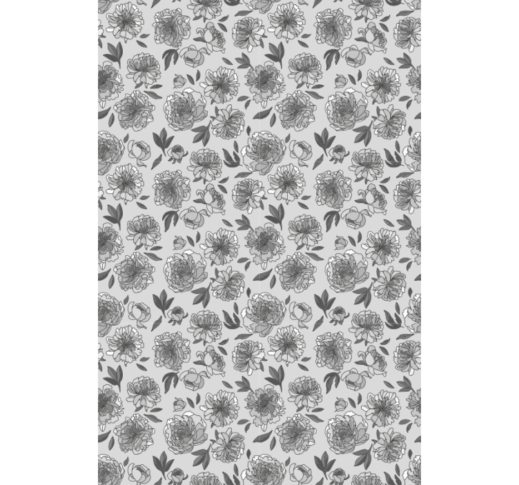 Monochrome Peony Pattern floral roller blind - TenStickers