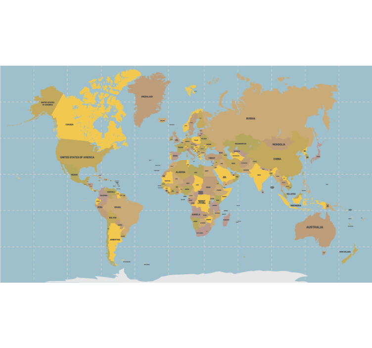 Blue and beige World map blind - TenStickers