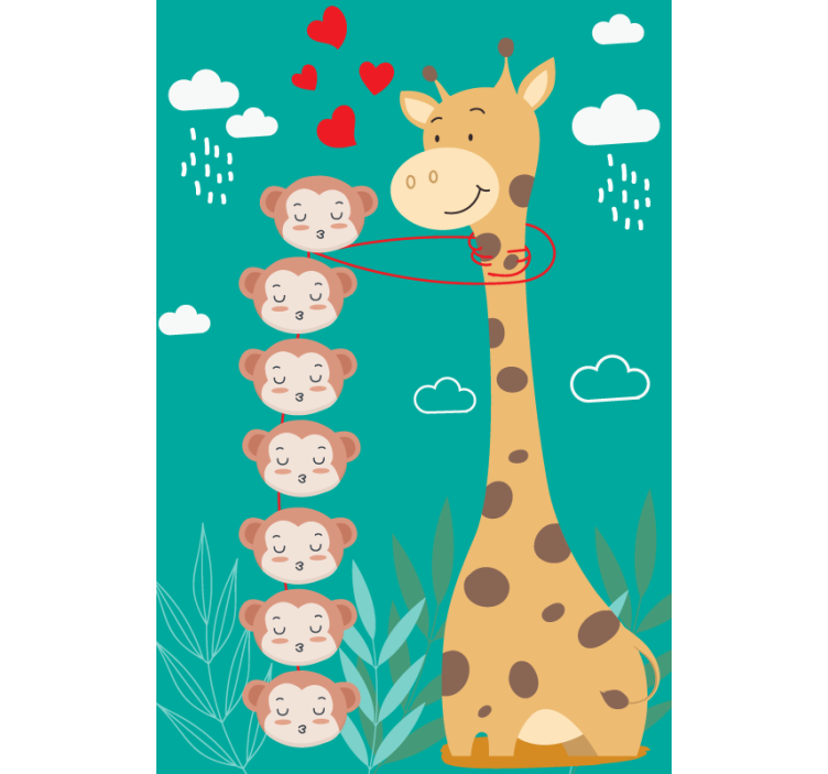 Monkeys kissing giraffe Fun blind - TenStickers