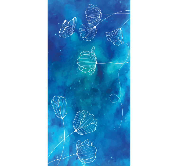 Elegant blue silhouettes floral roller blind - TenStickers