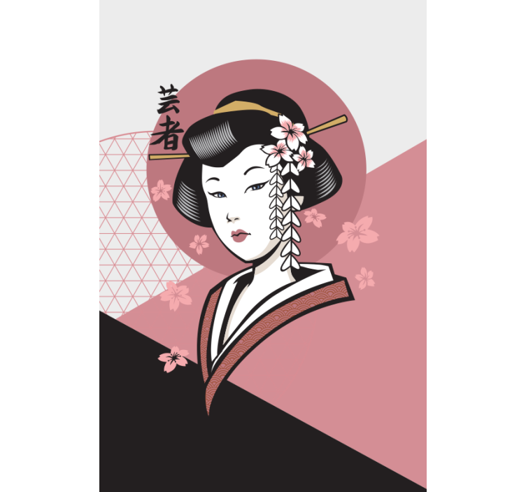 Elegant Japanese Woman art deco blind - TenStickers