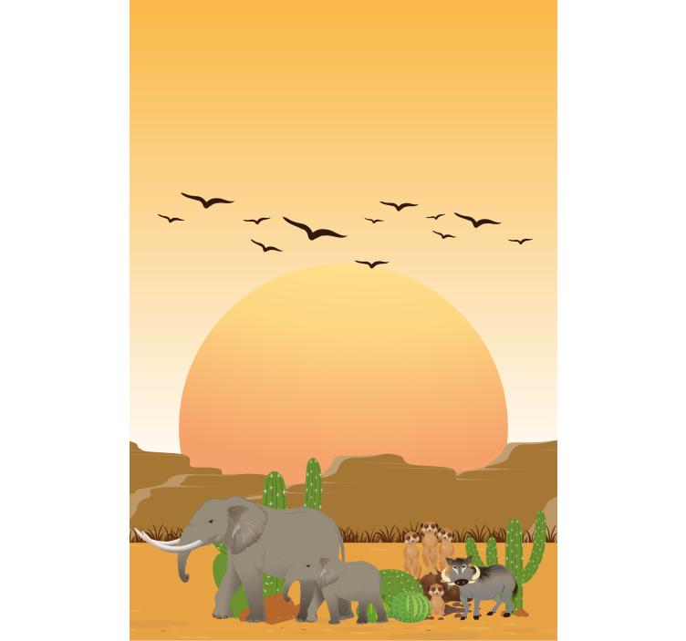 Savannah Sunset Scene animals blind - TenStickers