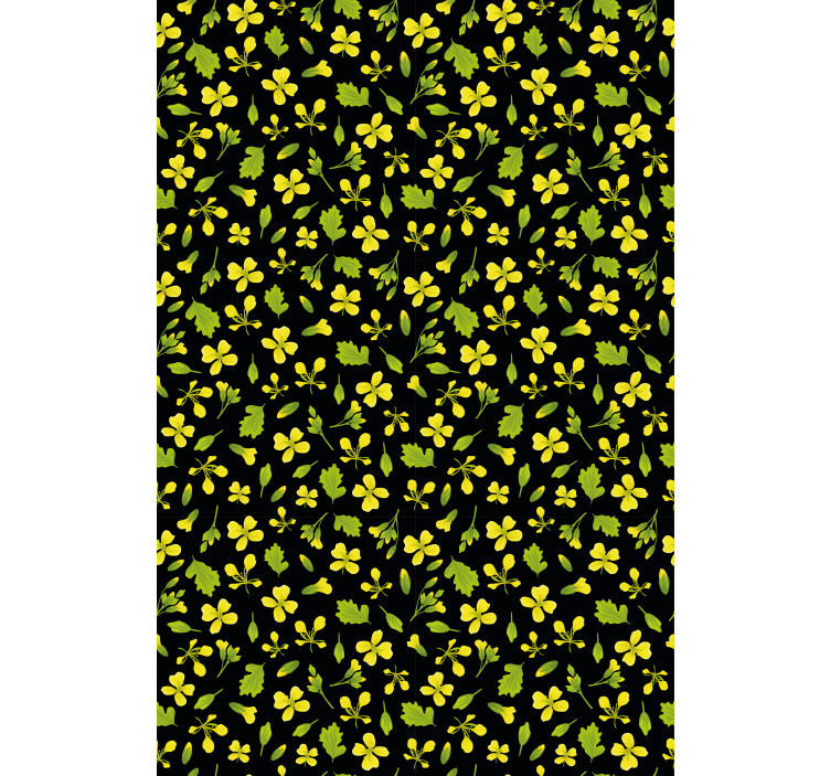 Yellow and black pattern blind flowers and plants - TenStickers
