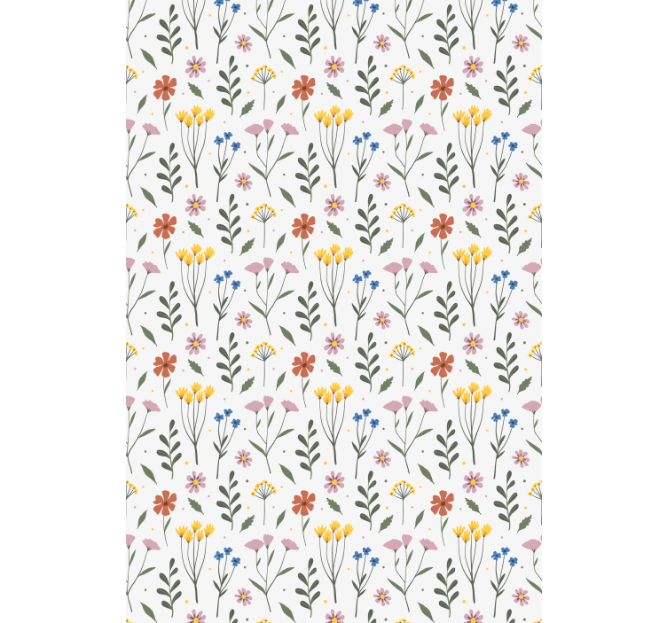 White botanical pattern blind flowers and plants - TenStickers