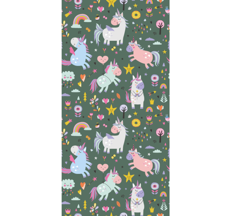 Cute unicorns with trees, clouds Blind painting - TenStickers