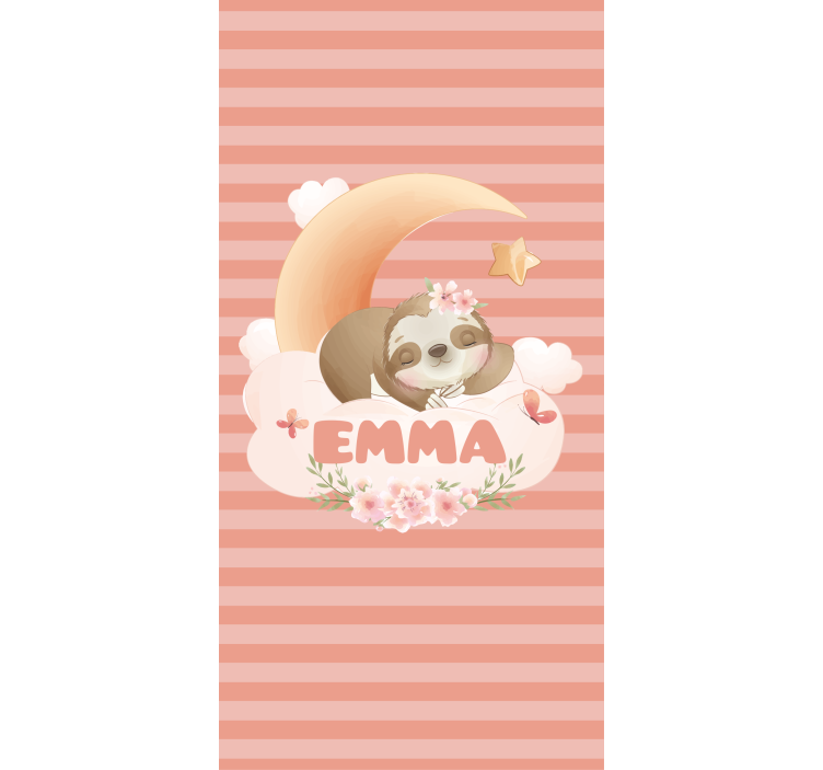 Cute animals sloth with name Nursery blind - TenStickers