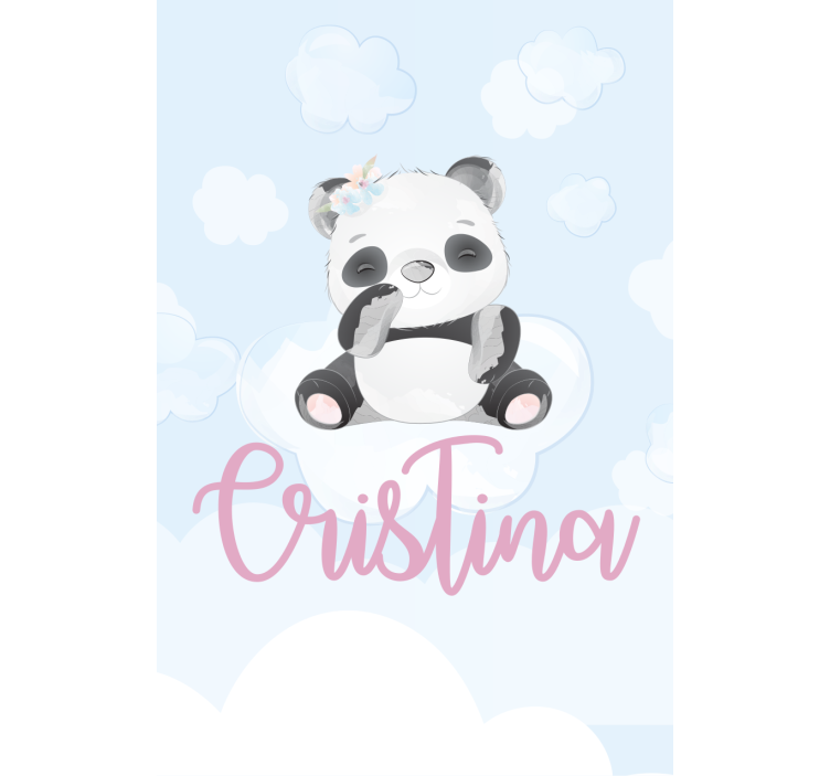 Cute panda for girl with name Nursery blind - TenStickers