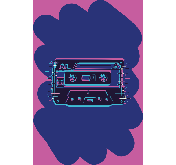 Cassette tape on blue Living room blind - TenStickers