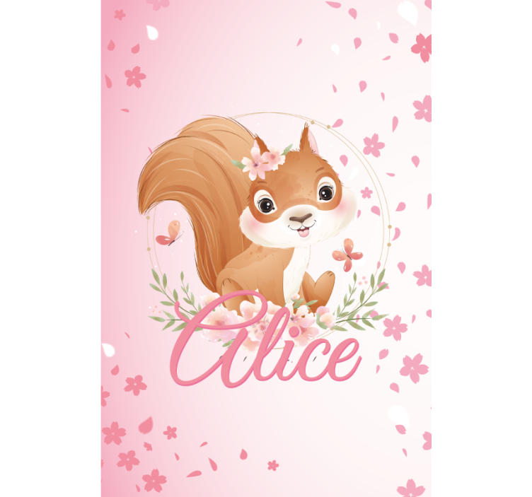 Cute squirrel for girl with name Nursery blind - TenStickers