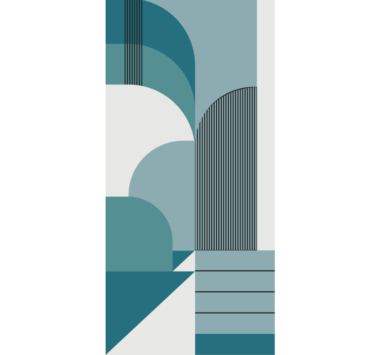 Blue geometric urban design Bathroom blind - TenStickers