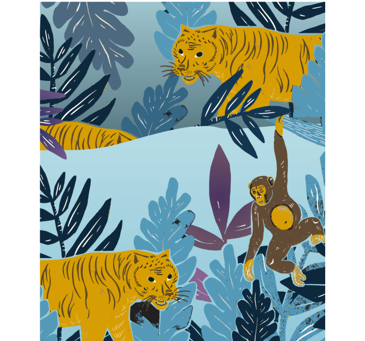 Tigers and monkey blind children - TenStickers