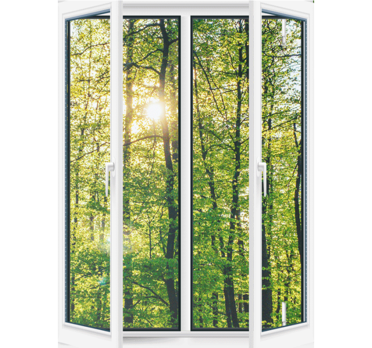 3D Open Window Forest Original roller blind - TenStickers