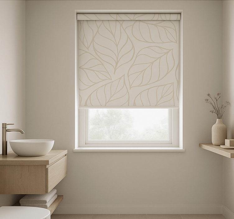 Beige and white pattern bathroom blind - TenStickers