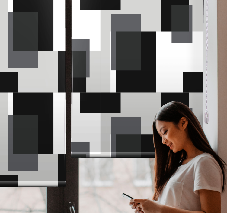 Black and white color blocks Living room blind - TenStickers