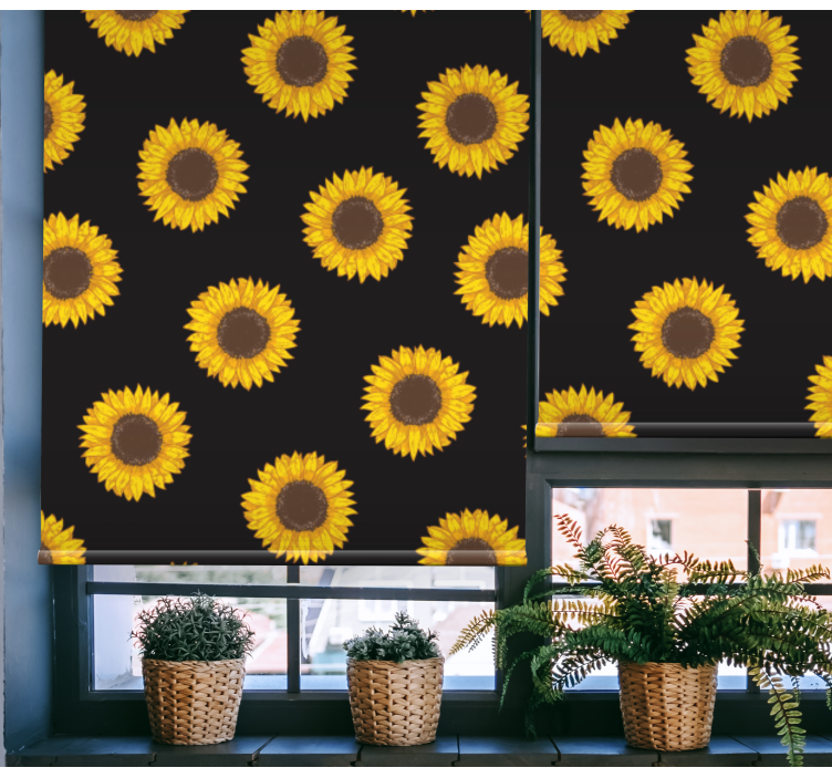 Black and yellow sunflowers blind flowers and plants - TenStickers