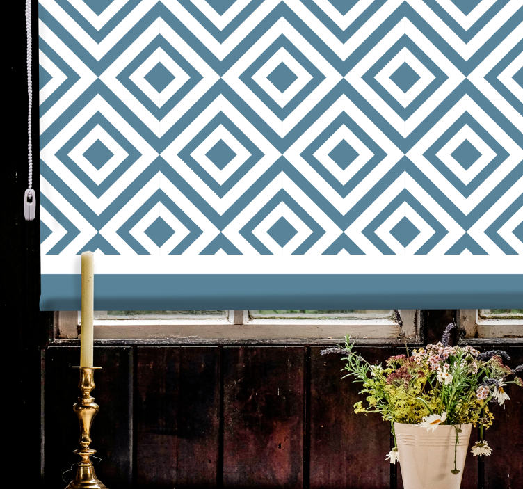 Blue and white squares pattern Nordic blind - TenStickers
