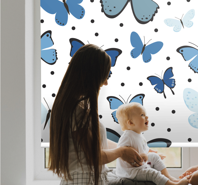 Blue fluttering and dots butterflies blind - TenStickers