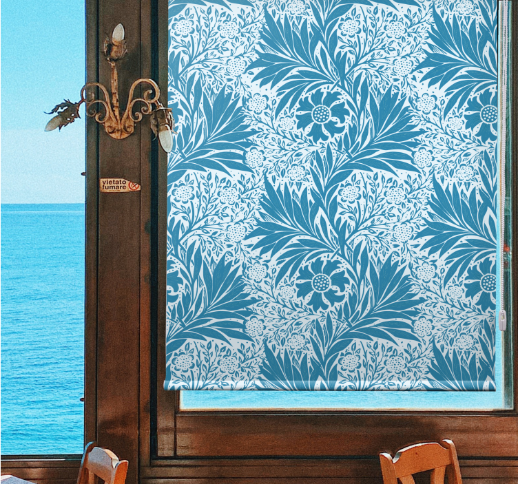 Blue ink flowers victorian style blind - TenStickers