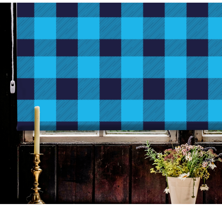 Blue tartan plaid pattern Living room blind - TenStickers