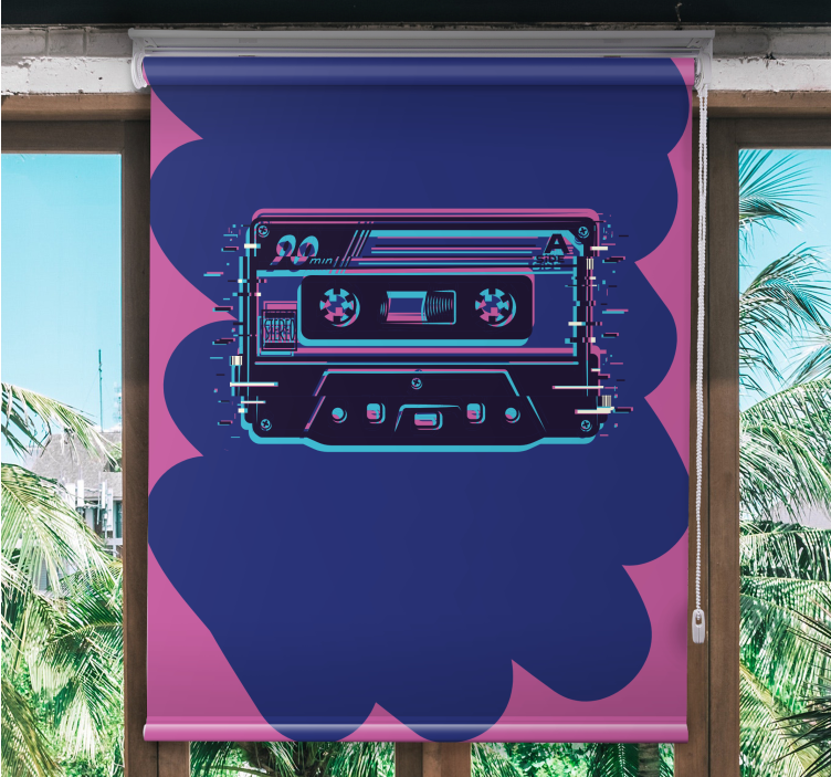 Cassette tape on blue Living room blind - TenStickers