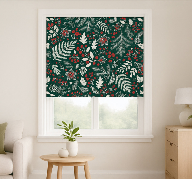 Floral Christmas pattern living room blind - TenStickers