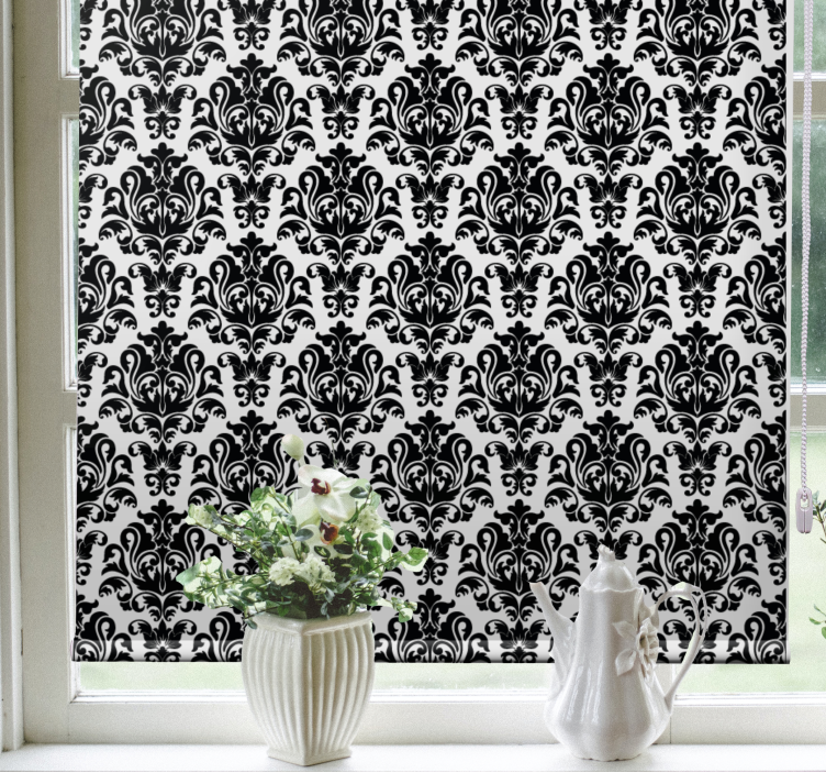Black and white floral pattern classic blind - TenStickers