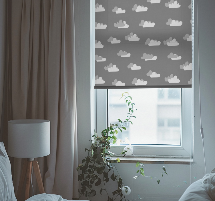 Cumulus Cloud Pattern blind grey - TenStickers
