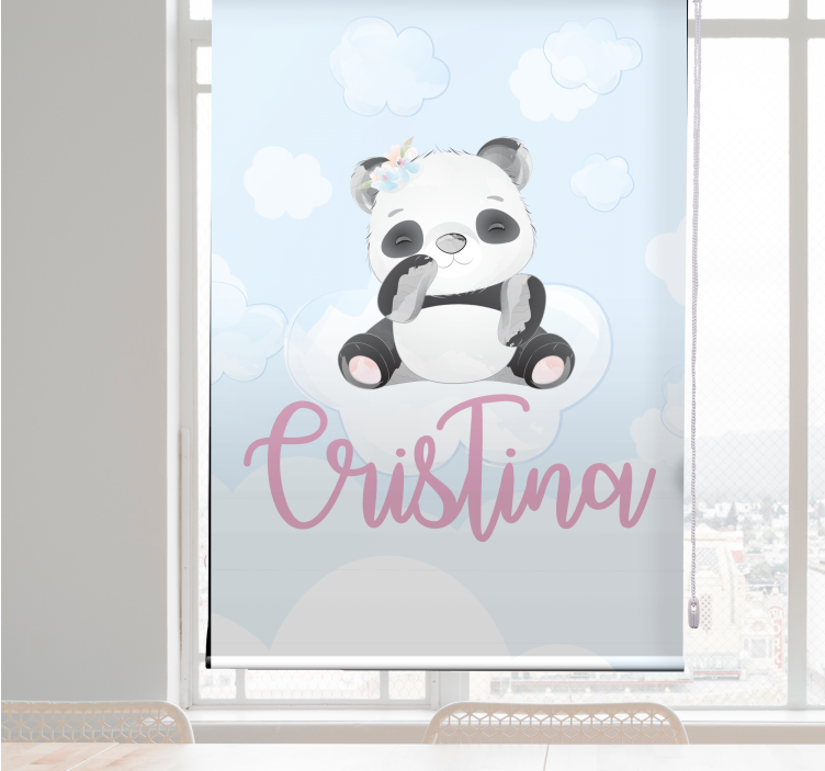 Cute panda for girl with name Nursery blind - TenStickers