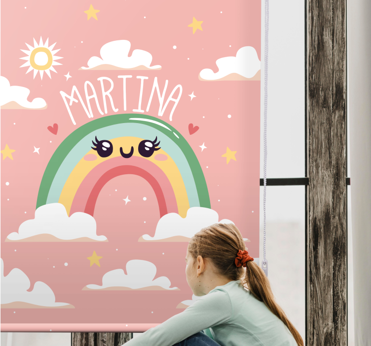 Pink rainbow design with name blind children - TenStickers