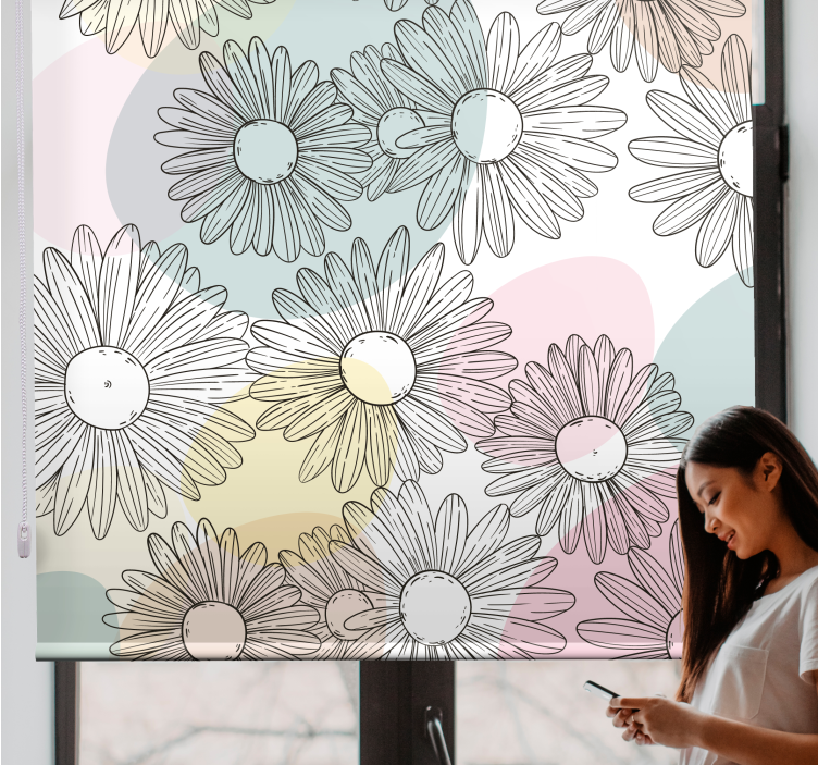 Daisies and Pastel Hues floral roller blind - TenStickers