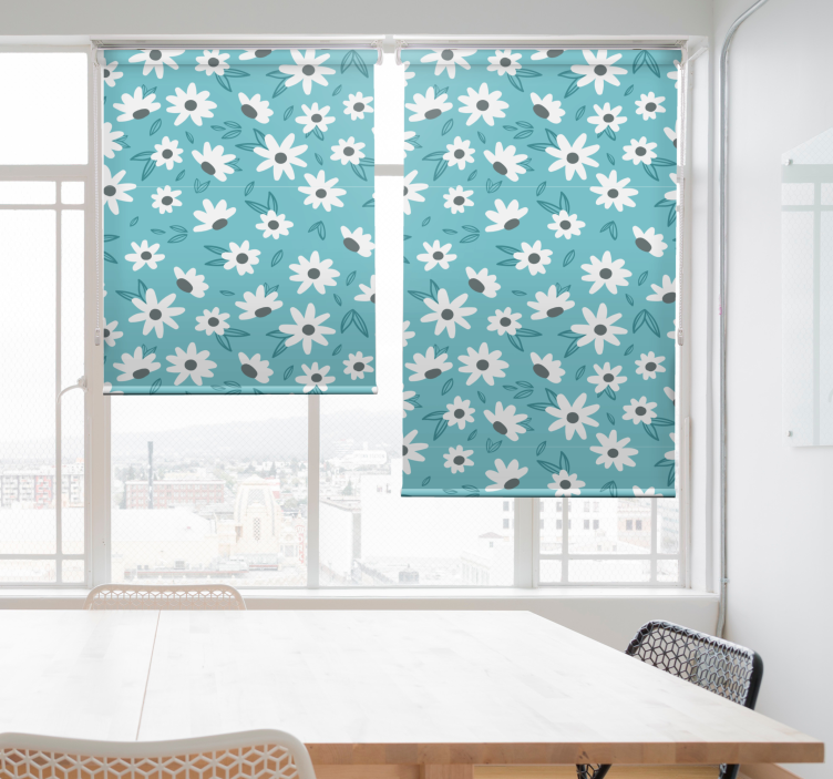 Daisy floral motif dining room blind - TenStickers