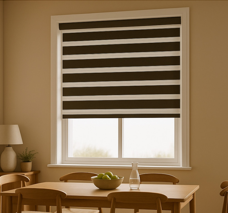 Dark brown striped pattern  dining room blind - TenStickers