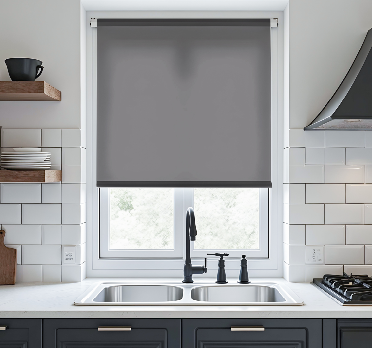 Dark grey monocolor blind kitchen - TenStickers