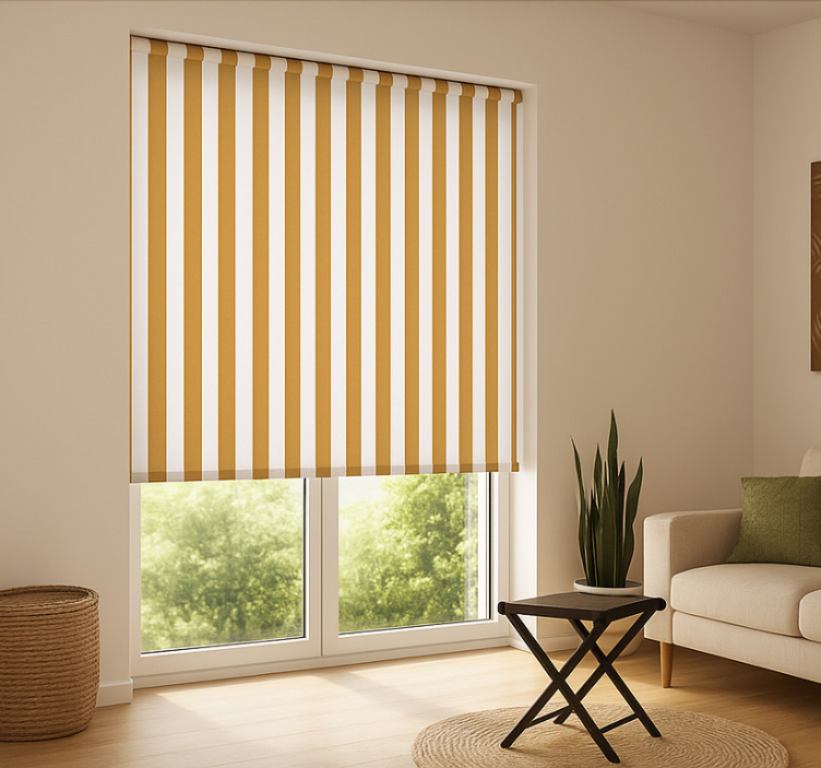Mustard and white stripes living room blind - TenStickers
