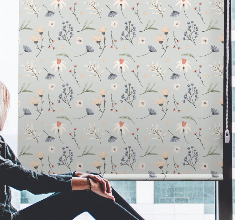 Delicate elements floral roller blind - TenStickers