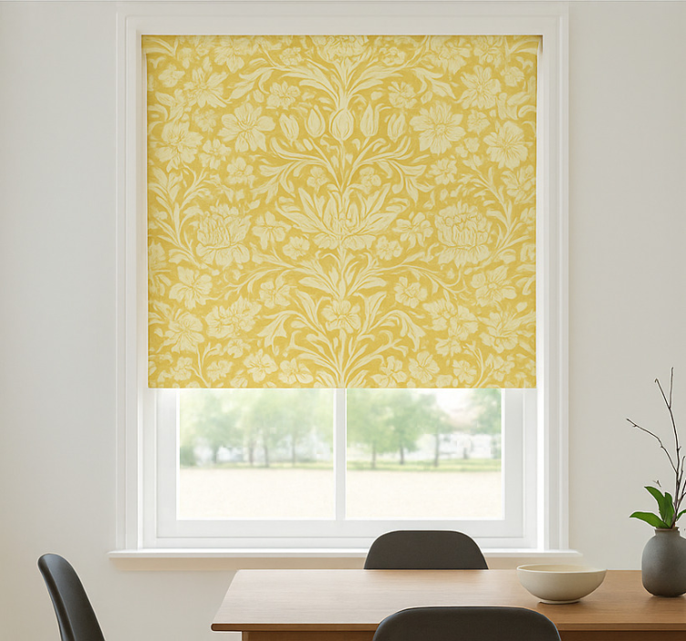 Dining room blind with yellow mandala flowers - TenStickers