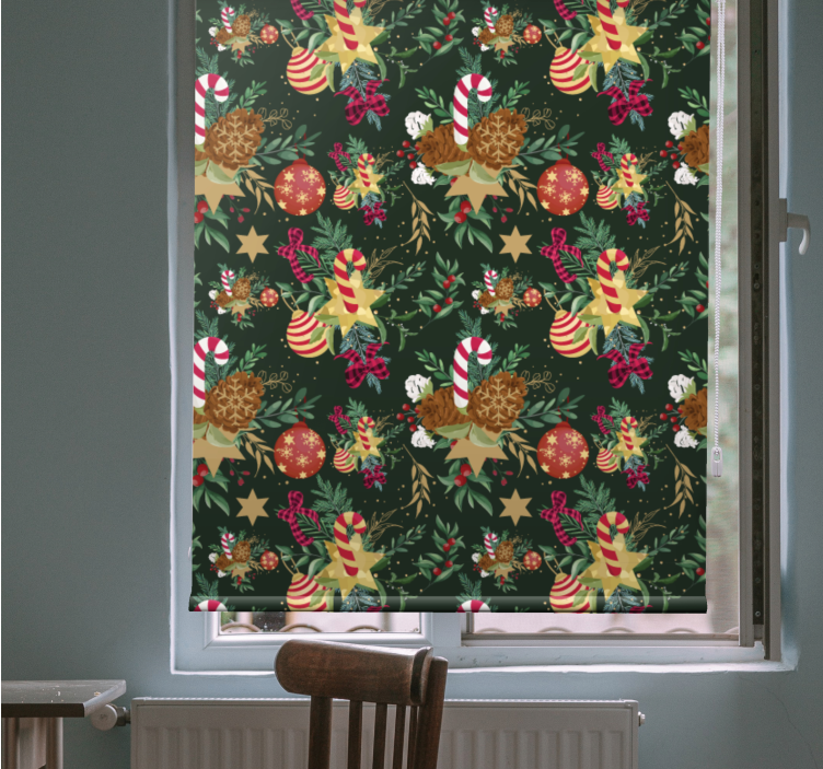 Festive Candy Elements floral roller blind - TenStickers