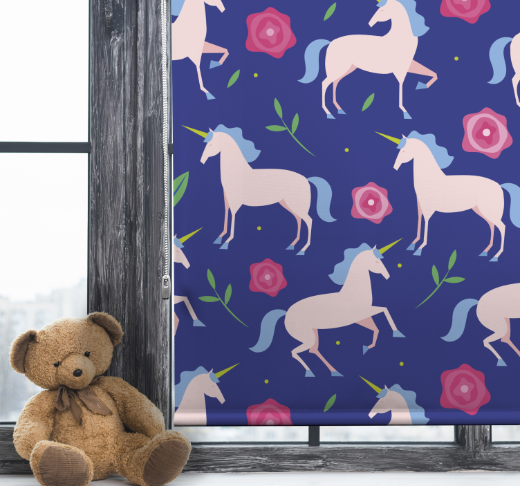 Flat unicorn blue pattern Childrens blind - TenStickers