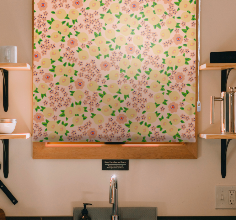 Floral patterns bloom blind kitchen - TenStickers