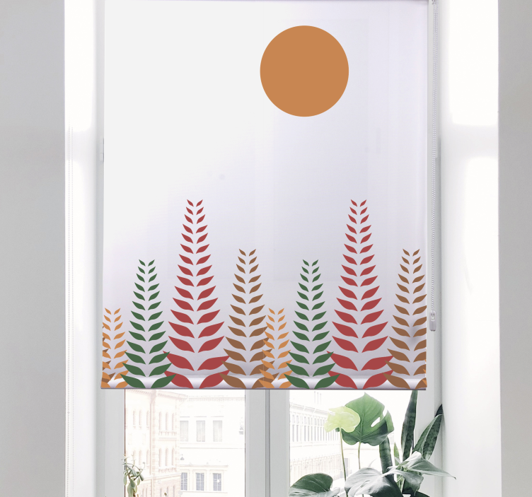 Retro foliage and sun modern blind - TenStickers