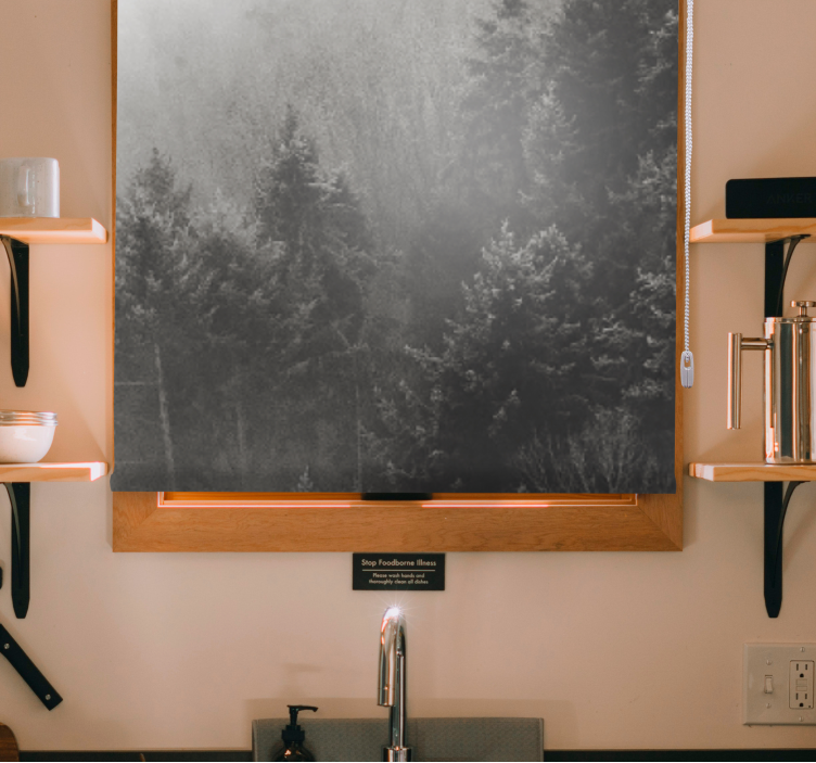 Grey forest silhouette tree blind - TenStickers