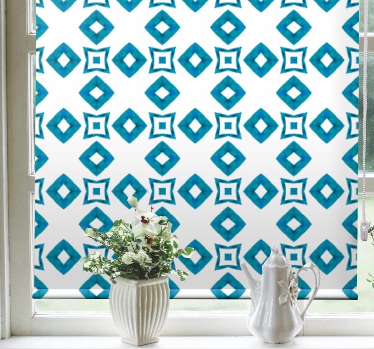 Geometric blue pattern blind kitchen - TenStickers