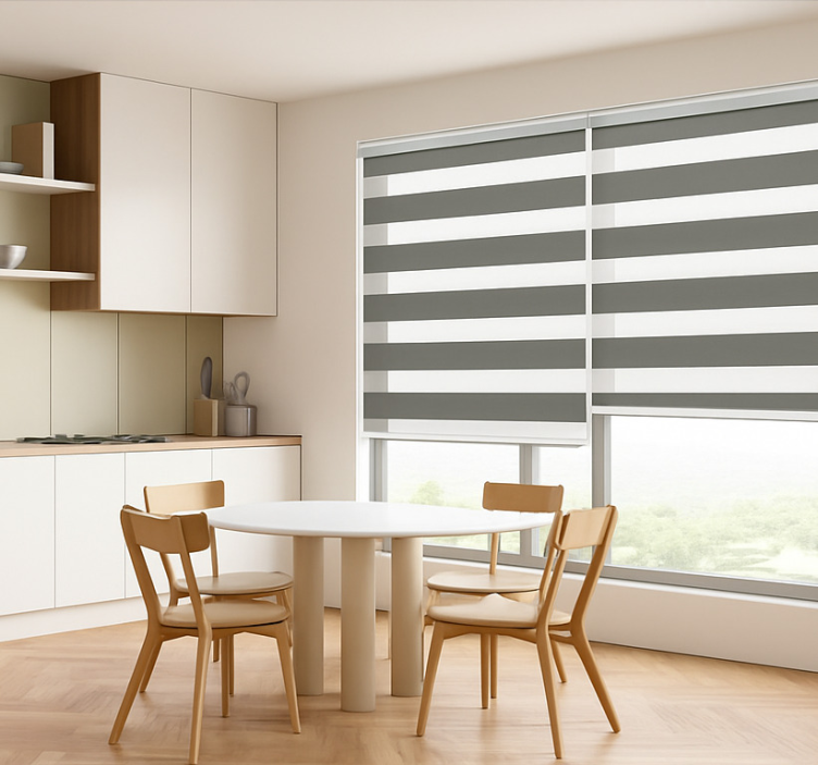Grayscale striped pattern  dining room blind - TenStickers