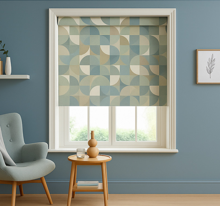 Green abstract forms modern blind - TenStickers