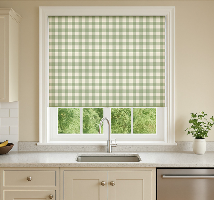 Green cloth pattern blind kitchen - TenStickers