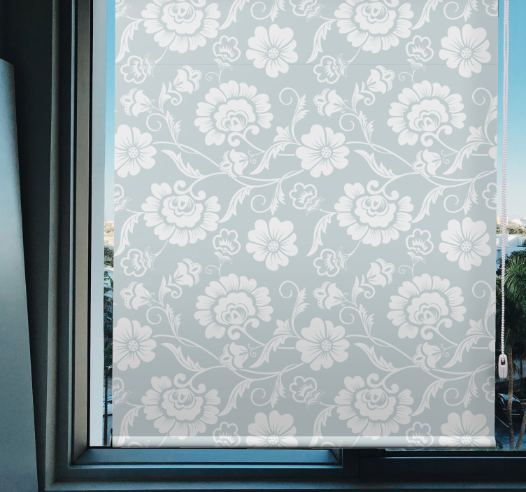 Grey motif sophistication floral roller blind - TenStickers