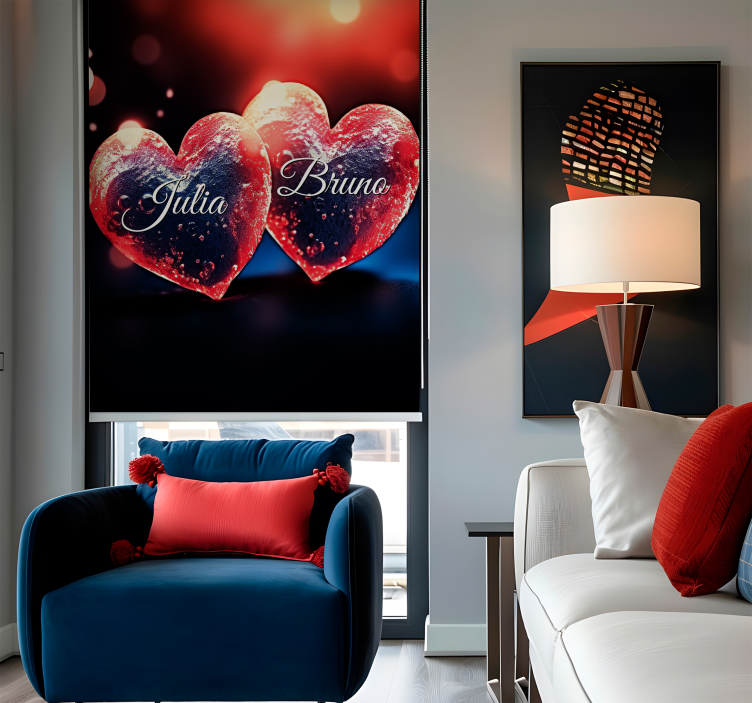 hearts with name Custom printed window shade - TenStickers
